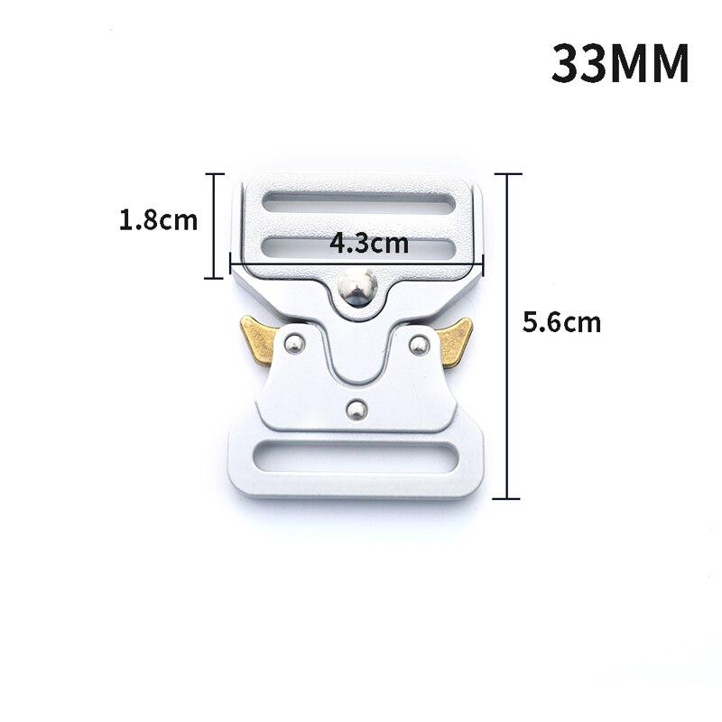 26/33/38/45mm Quick Side Release Metal Strap Buckles Webbing Bags Luggage DIY Luggage Clothes Clip Buckles Quick Release Buckle: Silver-33mm