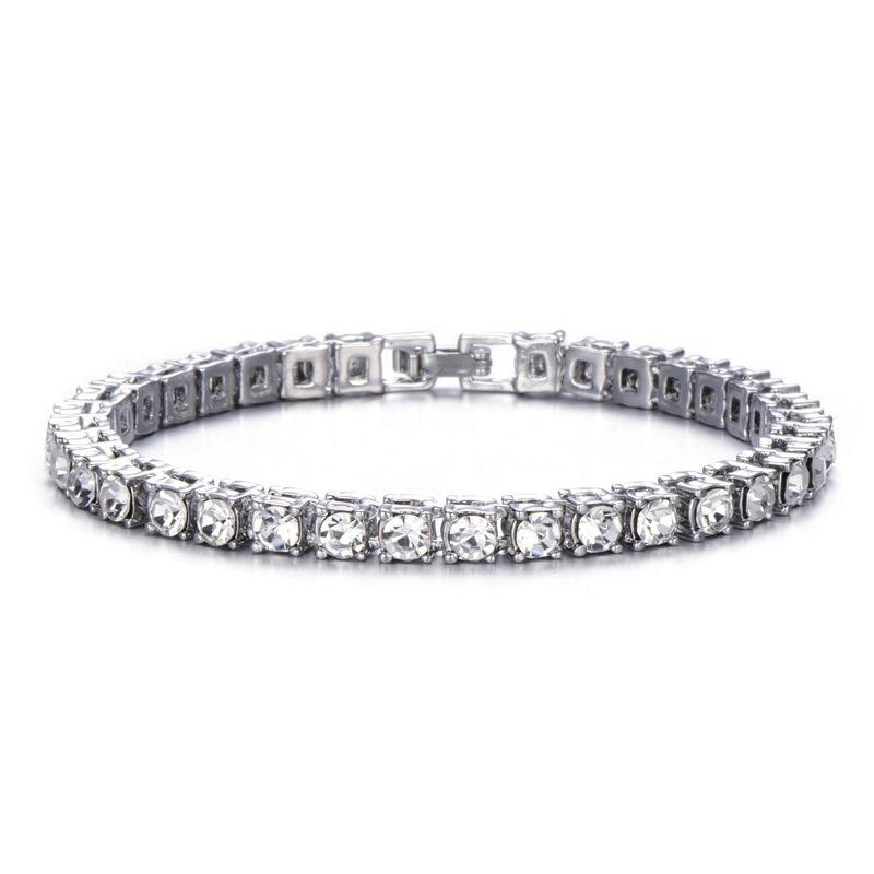 Fascino Aaa Rotonda Cubic Zirconia Bracciale Tennis Per Le Donne/degli uomini di 8/9/7 pollici 1 Fila di Cristallo catena d'oro/nero di Hip Hop Dei Monili di Cerimonia Nuziale: silver / 8inch