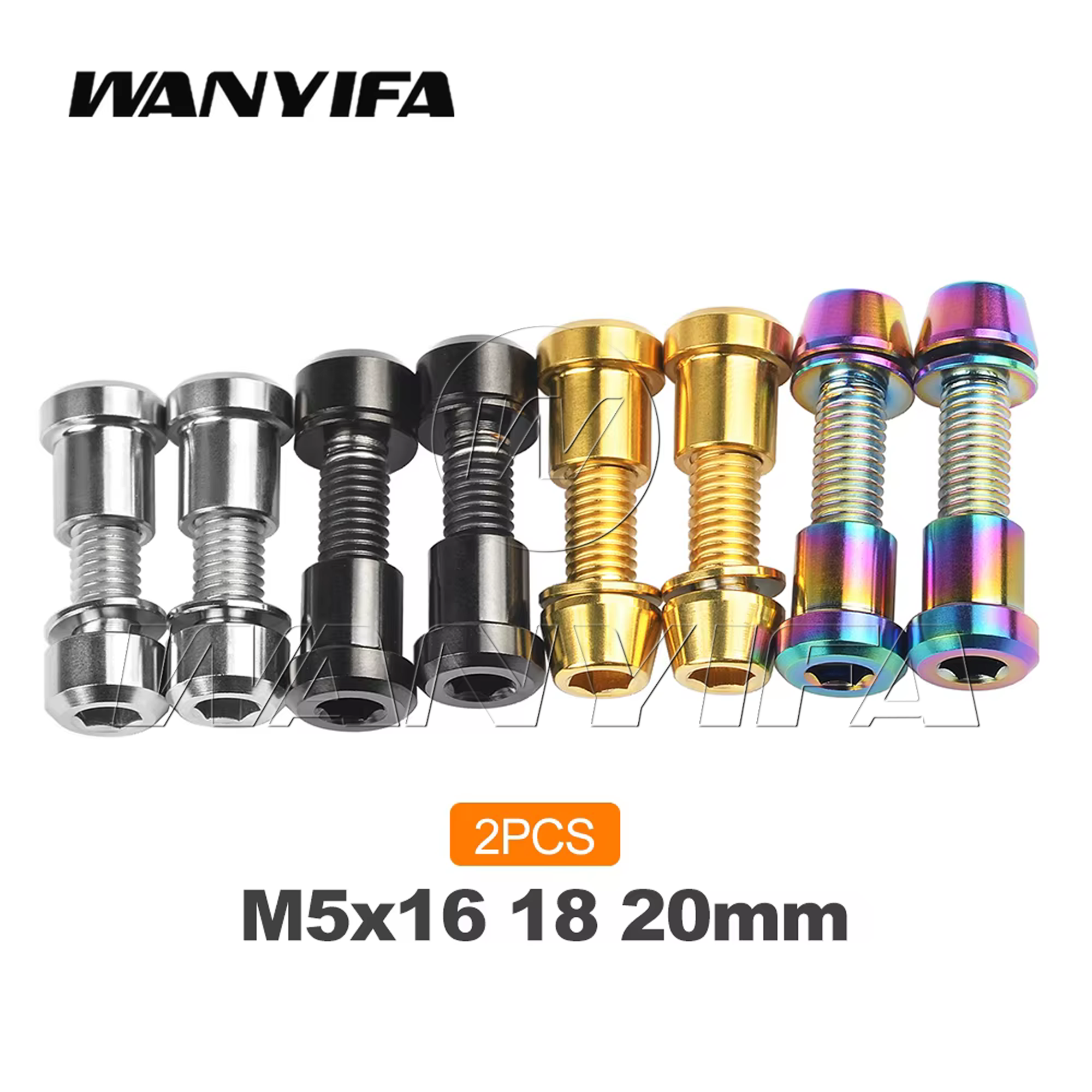Wanyifa Perno de titanio con tuerca Tornillo de fijación de horquilla delantera para M5 X16 18 20 mm Cabeza cónica Pernos de cabeza cilíndrica Juego de sujetadores 2 piezas