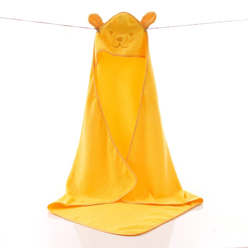 Baby Towel Newborn Bath Comfortable Soft Baby Hooded Bathrobe Cute Animal Beach Cotton Towel kids Babies Blanket: yellow