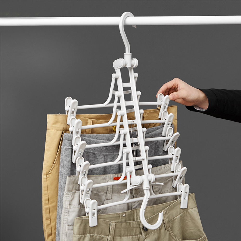 Cintre pour jupe et pantalon 6 en 1, cintre de rangement antidérapant, organisateur de placard, gain de place, supports de séchage