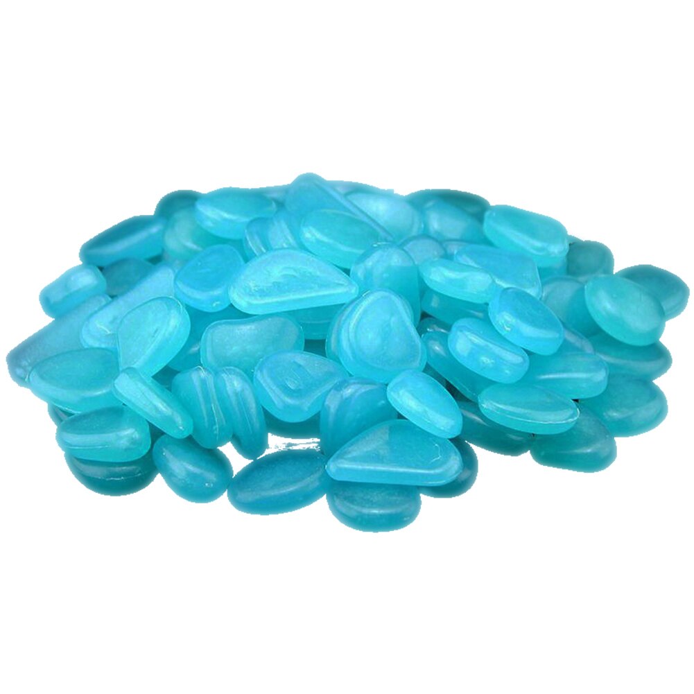 50 Pcs Fluorescent Pebble Stones Luminous Garden Walkway Flower Bed Shiny Patio Decorative Pebbles TB: Dark blue