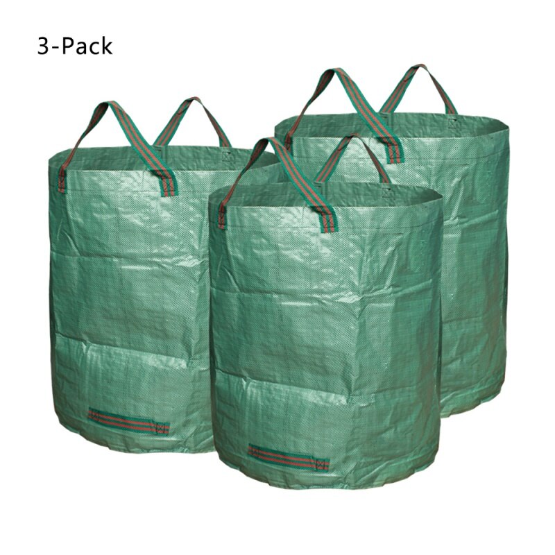 3 unids/pack verde de gran capacidad de jardín bolsa de hoja bolsa reutilizable bolsa de residuos