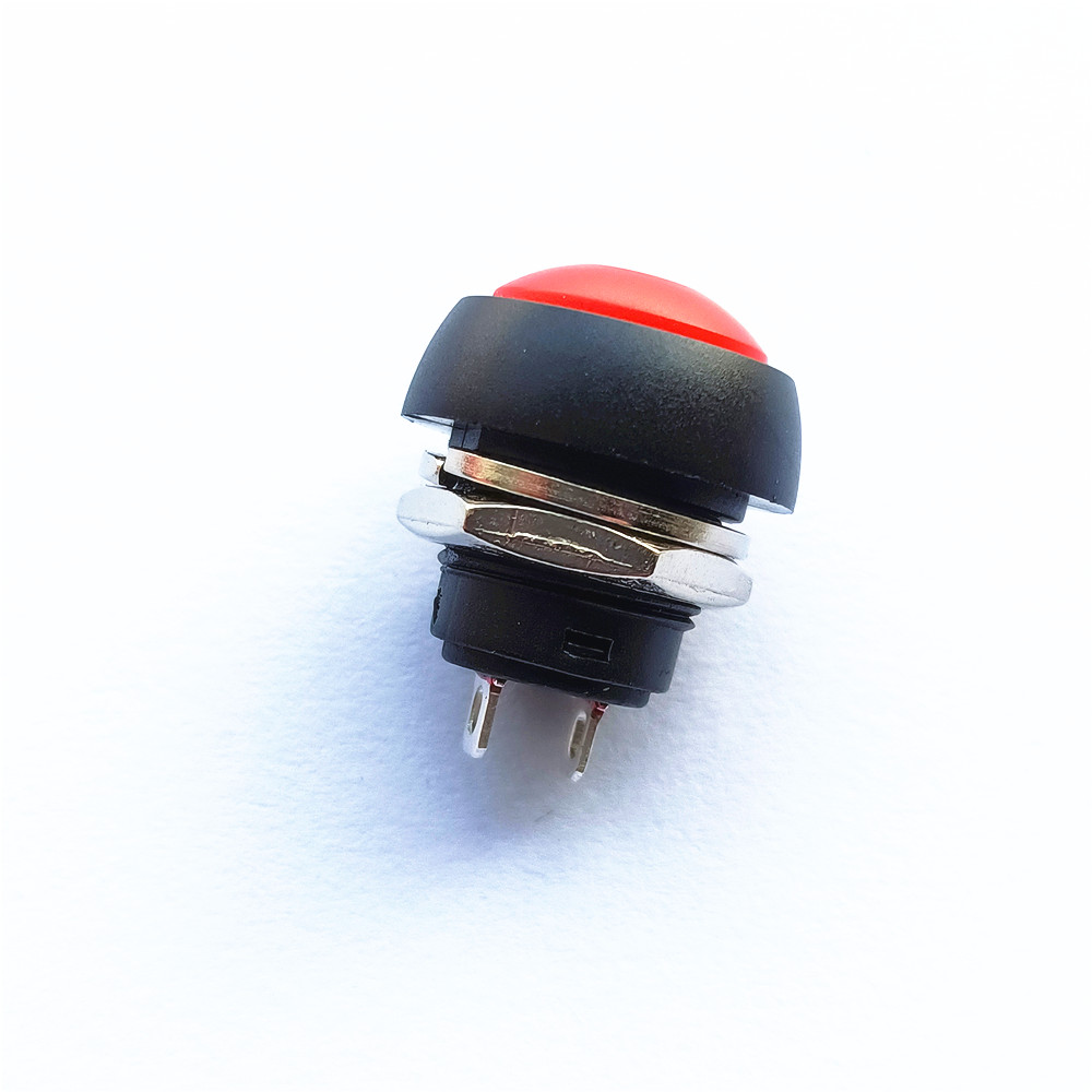 6 colores PBS-33B 2PIN 12mm DC AC 3A/125V 1A/250V plástico redondo auto-reinicio interruptores de botón sin bloqueo termoestabilidad