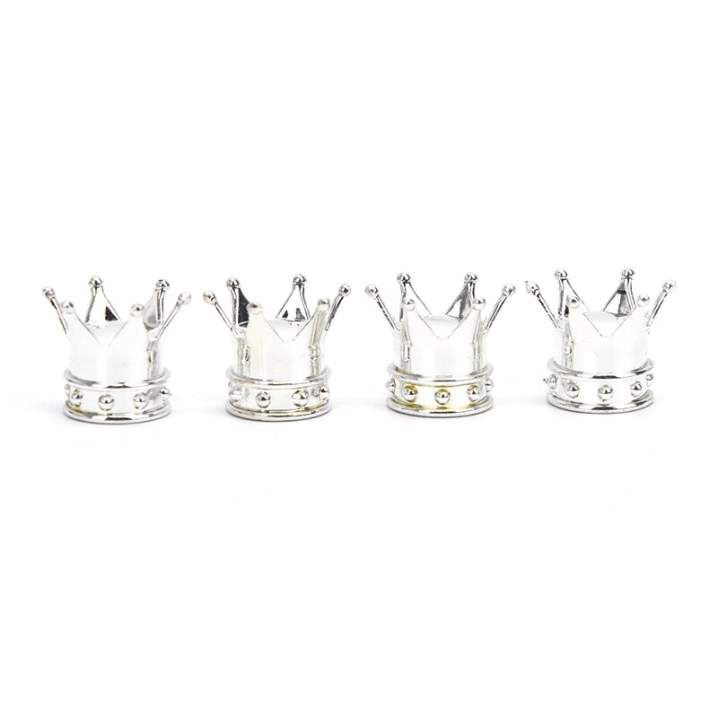 4 Uds. Tapones herméticos para válvula de neumático de bicicleta Forma de Corona: Silver