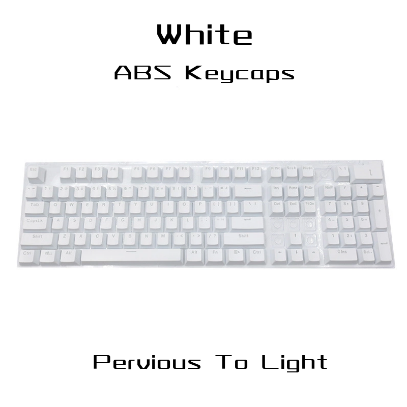 108 Keys 61/87/104/ISO/ANSI Layout OEM Injection ABS Double Shot Keycaps Keyboarde Colorful Transparent Universal Keyboard: White