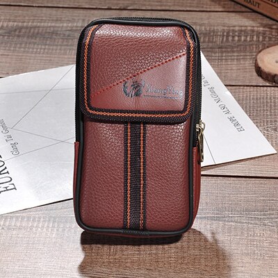 YAMBUTO Multi-Funktion Telefon Tragen Gürtel Tasche Solide Reißverschluss Porta Tarjetas Heuptas Heren Pu Leder Männer Taille tasche: Braun ben2