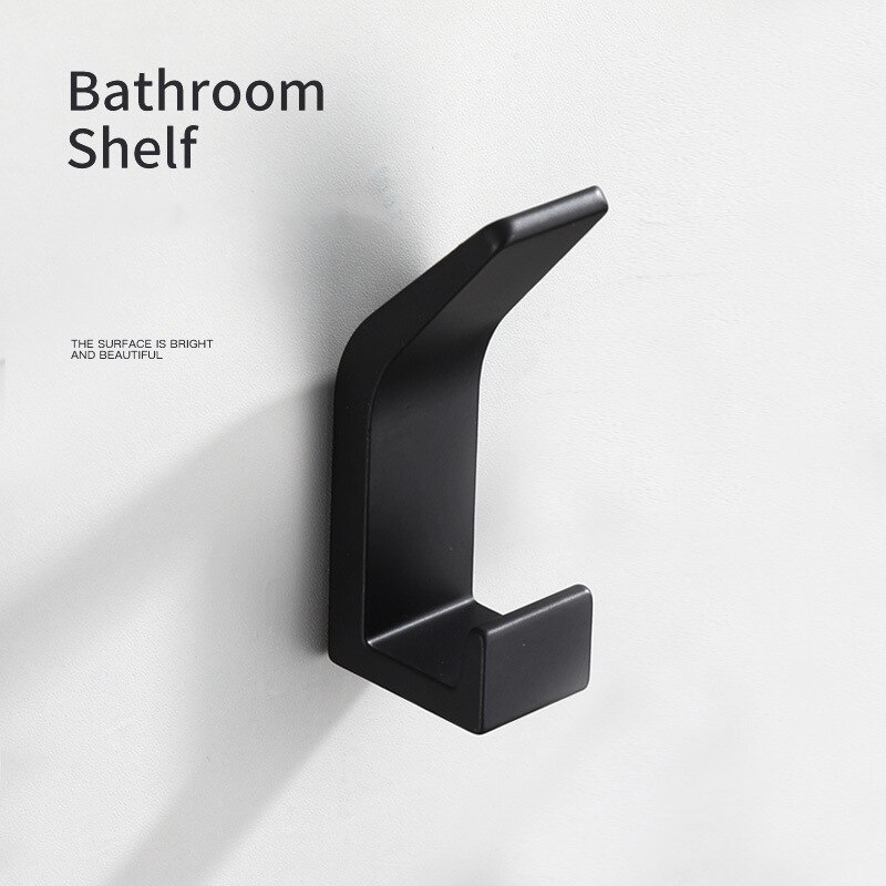 Gancho Doble para ropa de baño, perchero para bata de dormitorio, accesorios de cocina para sala de estar, color blanco y negro, sin perforación: Black 1PCS