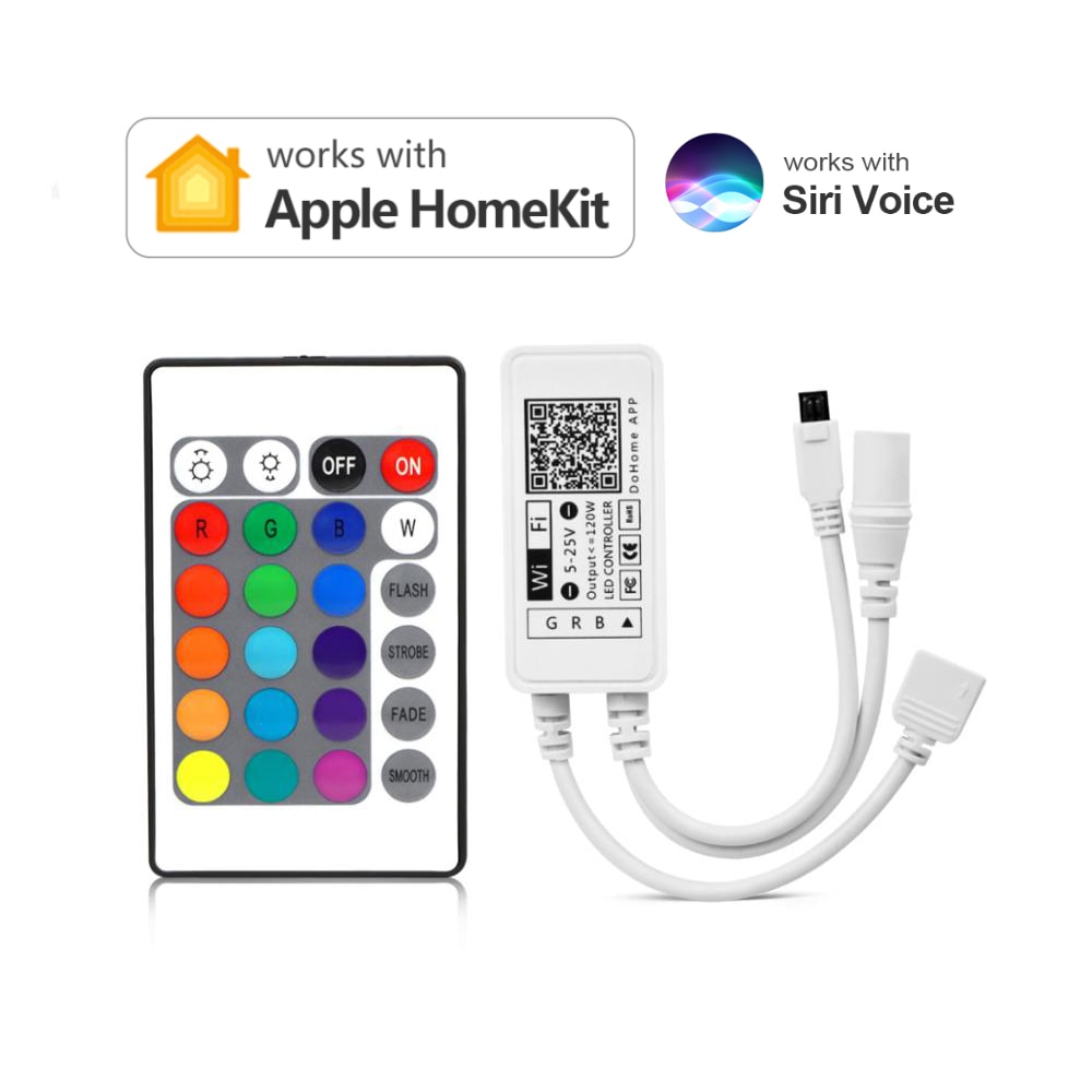 Dohome/Homekit WiFi RGB Controller For 2835/5050 LED Strip Remote/Voice Control Smart LED Controller 12V-24V