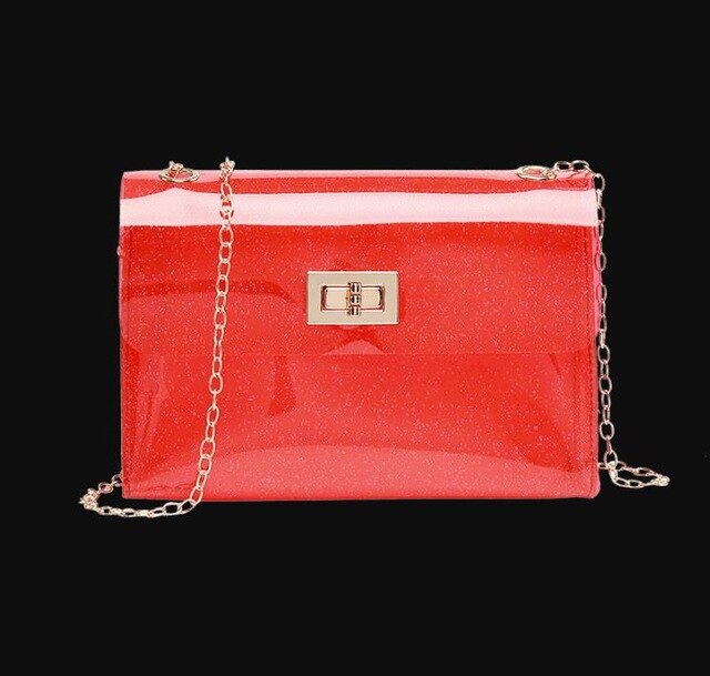 Vrouwen snoepkleurige transparante pvc doorzichtige crossbody jelly bag handtas schoudertas portemonnee zwart wit tas: Rood
