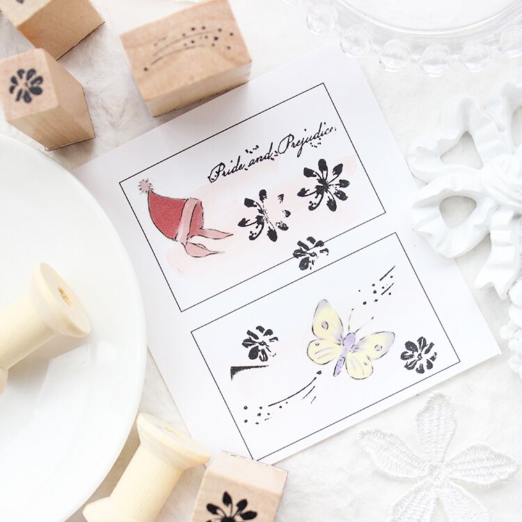 Moodtape vintage træ klart stempel engelsk kontrakt blomst til gør-det-selv scrapbog/fotoalbum dekorativt stempel gummistempel segl
