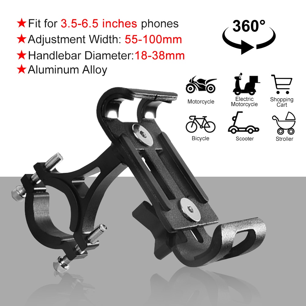 Aubtec Motorcycle Mtb Fiets Stuur Mount Mobiele Telefoon Houder Gps Fiets Telefoon Houder Fiets Accessoires: Black Rotatable