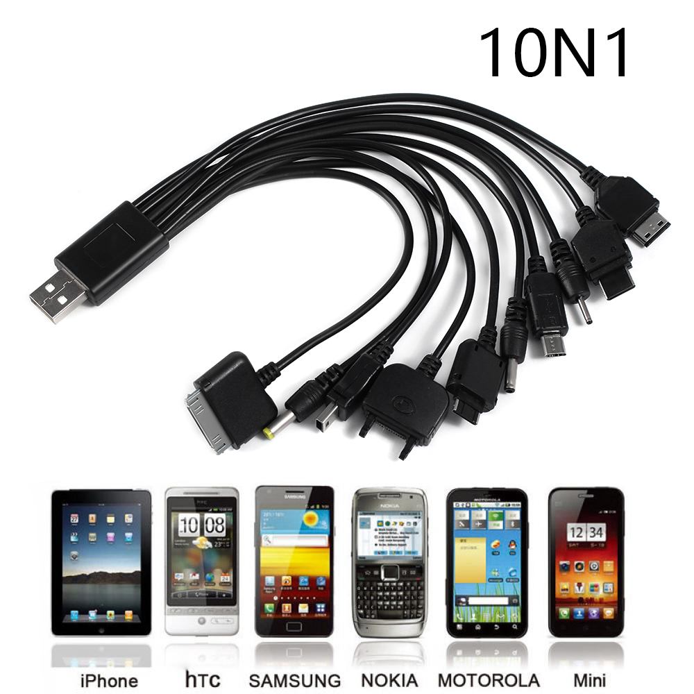 1Pcs 10 In 1 Lader USB Kabel Voor iPod Motorola Nokia Samsung LG Sony Xiaomi Ericsson K750 Consumentenelektronica data Kabels