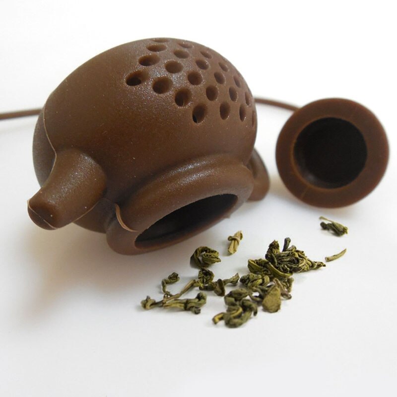 Infusor de té de silicona, utensilios de cocina, tetera, accesorio para elaboración de cerveza, en forma de tetera, 1 pieza, colador de té de hoja de Color puro