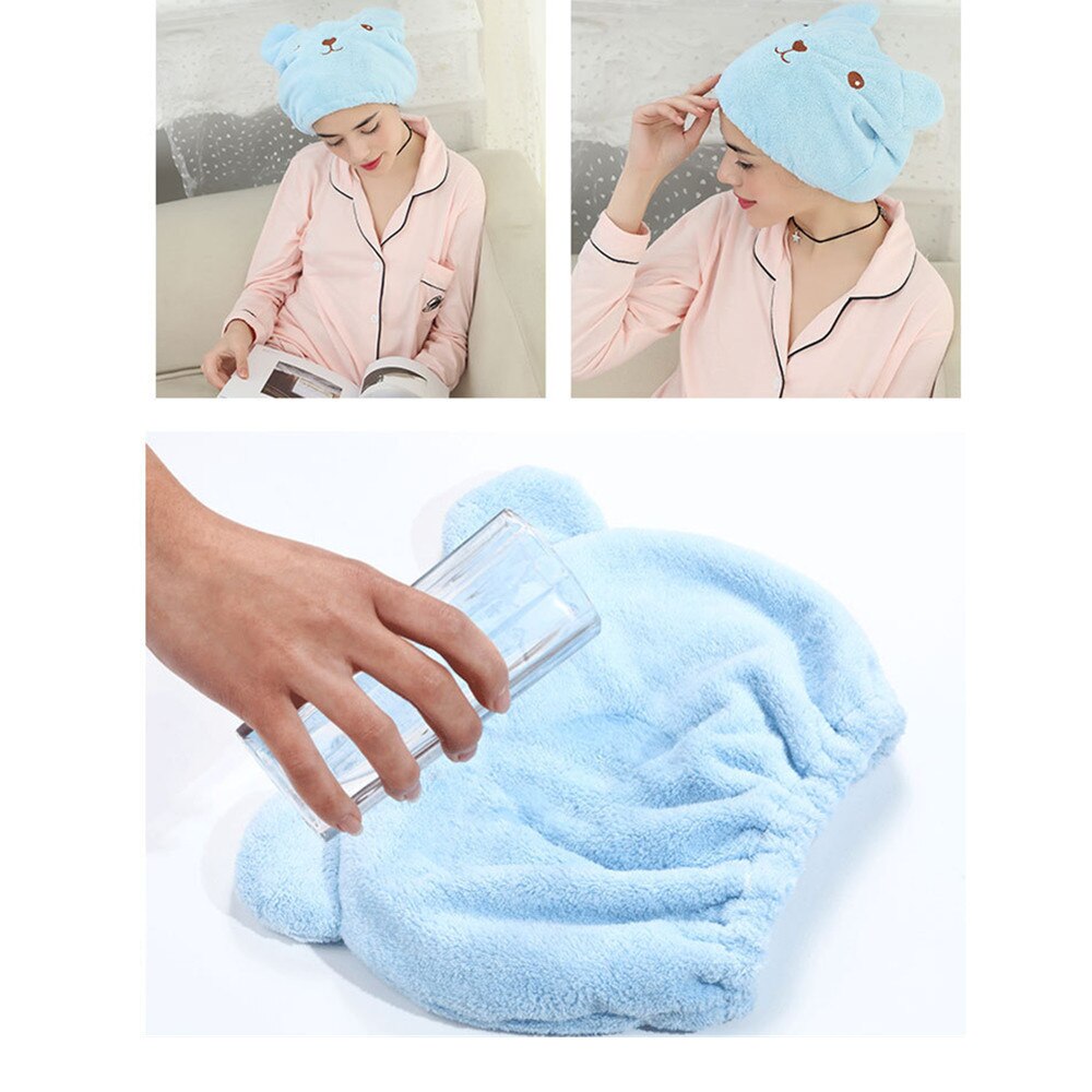 Mooie Beer Drogen Handdoek Bad Douche Quick Droog Haar Hoed Cap Microfiber Na Douche Gewikkeld Handdoek Haardrooginrichtingen Wrap Handdoek