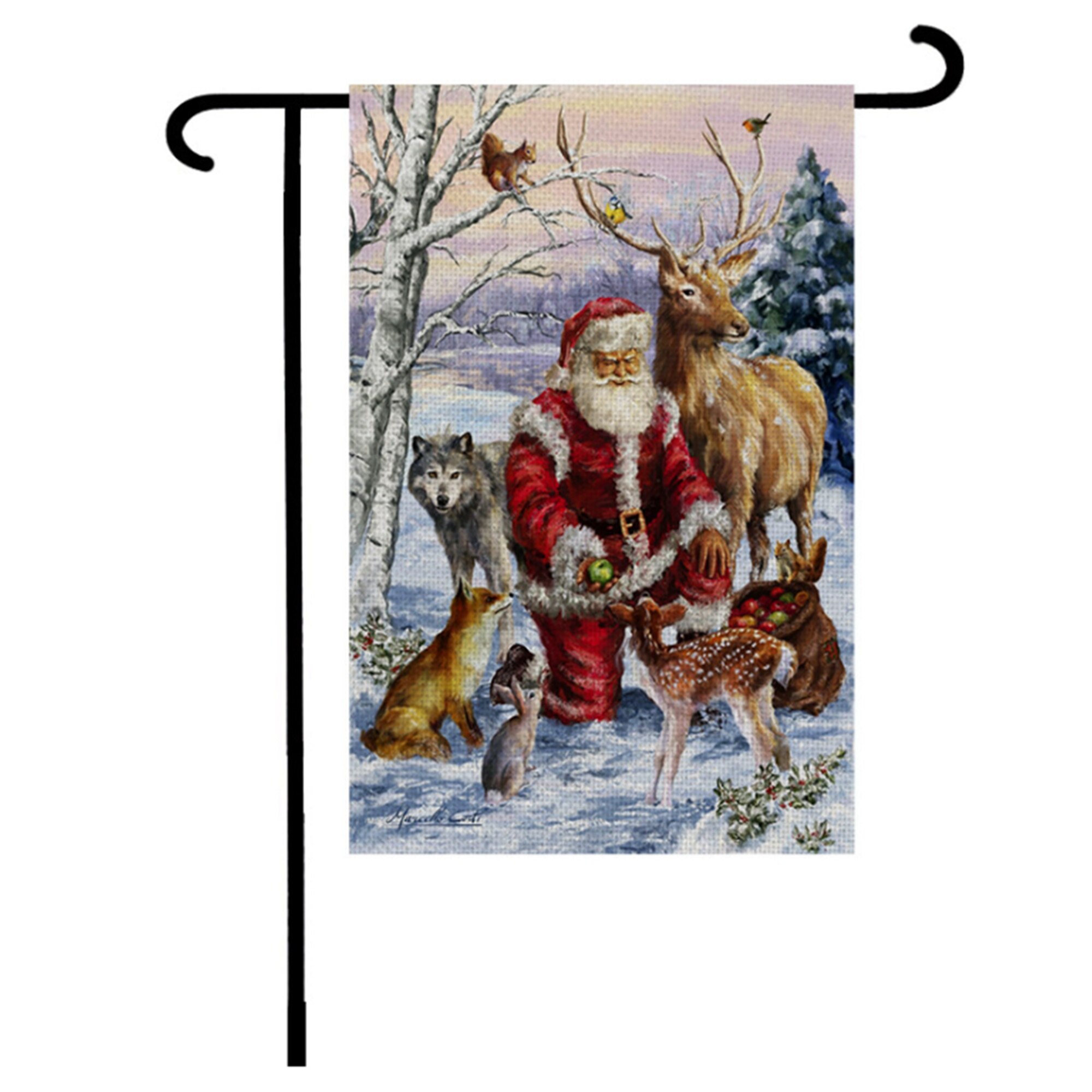Drapeau de jardin de noël, Double face bonhomme de neige père noël Elk camion Vertical extérieur Yard drapeau pour les D \ u00e9cor: Style 4