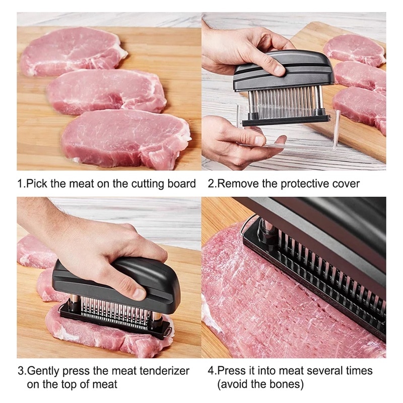 Queentime attendrisseur de viande en acier inoxydable outil à viande bœuf steak attendrisseur de viande aiguille cuisine accessoires de cuisine marteau à viande