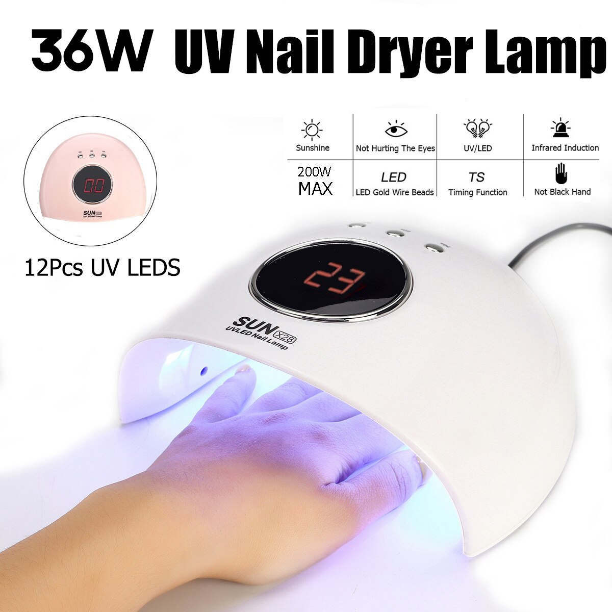 36W UV LED Nagellak Lijm Lamp Nail Art Gels Droger C-ijdens Licht Timer Fototherapie Machine