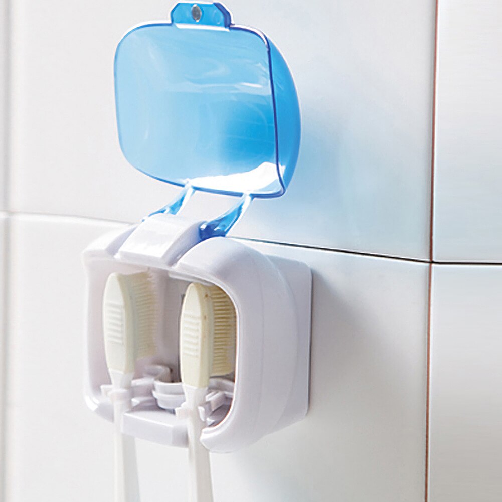 Esterilizador de cepillo de dientes con luz UV para el hogar, soporte de caja de desinfección para montaje en pared de baño, soporte para cepillo de dientes con 2 ranuras