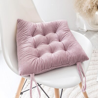 1pc 35*35cm Plush Chair Cushion Dining table Chair cushion Autumn and Winter Stripes Thickening Chair Cushion: purple