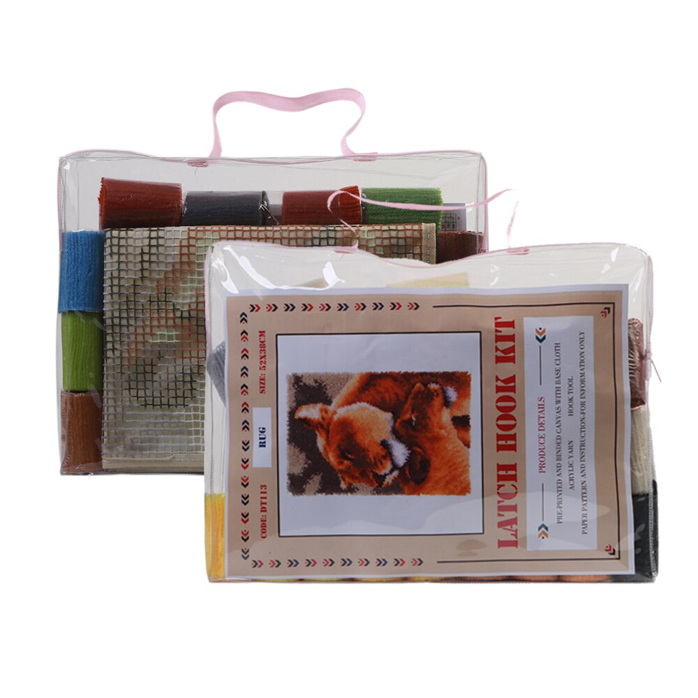 DIY Craft Latch Hook Rug Kits Pattern Printed Canvas DIY Carpet Crochet Yarn Kits Home Decoration for Adults and Kids