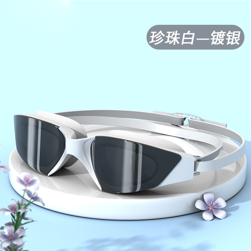 Juego de gafas de natación y gorro para adultos de , gafas de natación con montura impermeable y antiniebla de alta definición: Morado