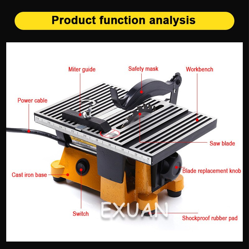 220V 60w Mini Sierra de mesa/Mini Banco VI para corte de madera de piedra de aluminio de cobre máquina de corte de plomo