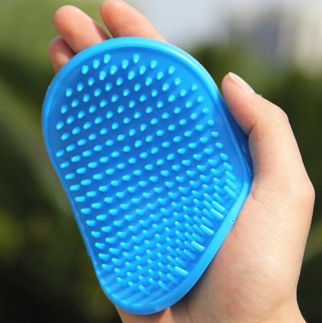 Cepillo para baño de perro, peine de silicona para mascotas, champú para SPA, cepillo de masaje, ducha, pelo, Grooming Cmob Dog, herramienta de limpieza, cepillos eliminación de pelo: Blue 1