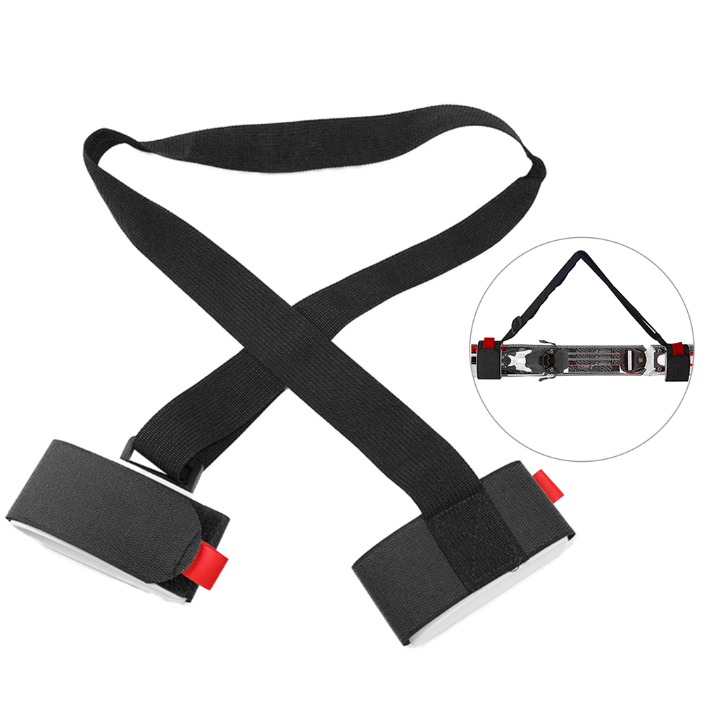 1.2M Ski Carrier Straps Handle Adjustable Snowboard Shoulder Strap Handle Skis Sling Braces Hand Carrier Black Hook Loop: Black