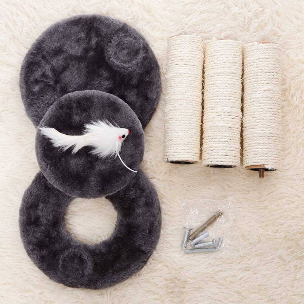 Pet Cat Tree Three layers Climbing Frame with Toy Cat Scratching Wood Posts Cat Scratch Board Jumping Training Furniture Sisal