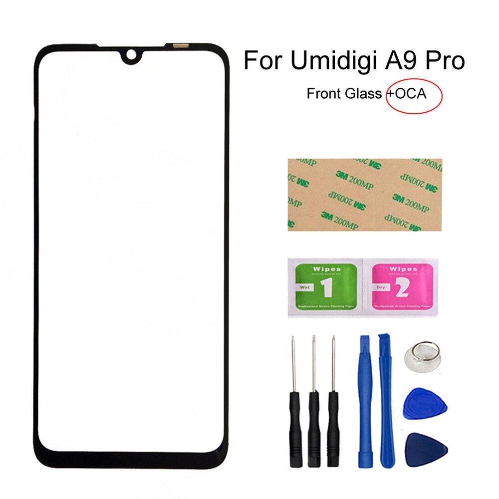 Panneau d&#39;écran tactile pour Umi Umidigi A7 Pro/A9 Pro, panneau en verre avant (sans écran tactile), pièces de réparation de téléphone portable, colle 3m: A9 Pro Tools