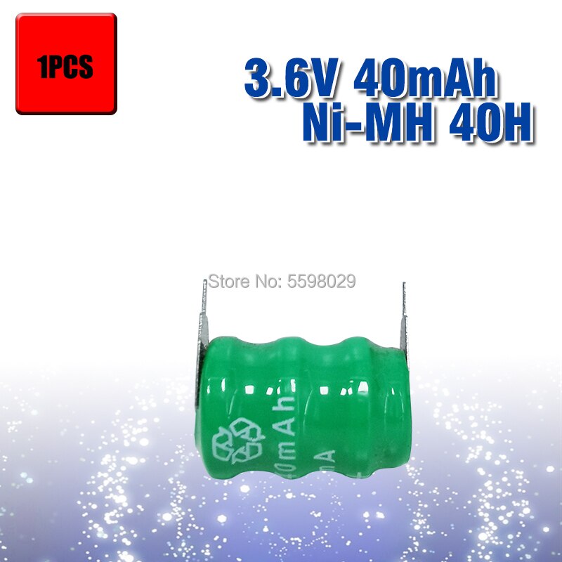 40mAh 3.6V Ni-MH Li-Po Lithium Li-polymer Bateria Batteries Rechargeable Button Coin Cell Battery With Solder Pins: 1pcs