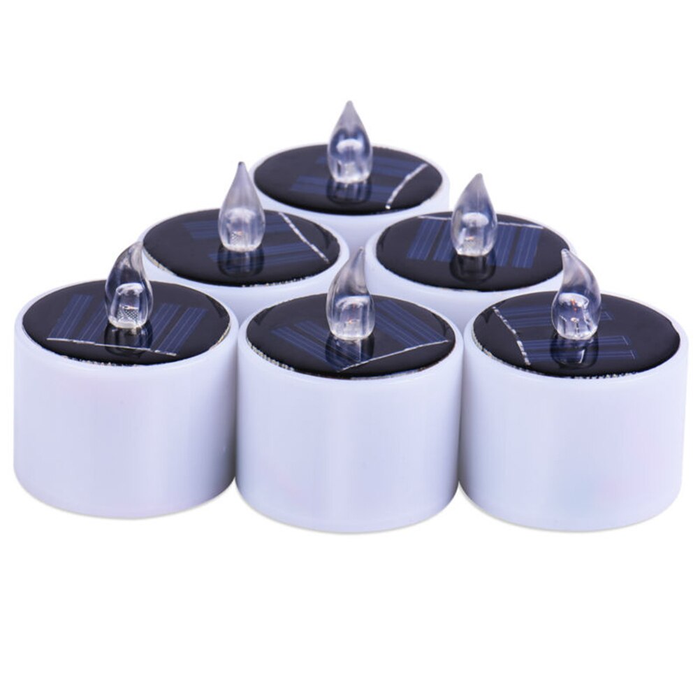 1pc 5.2*5.9cm zonne-led kaarslicht op zonne-energie, elektronische led kaars op batterij, bruiloftsdecoratie, romantisch warm wit theelichtje