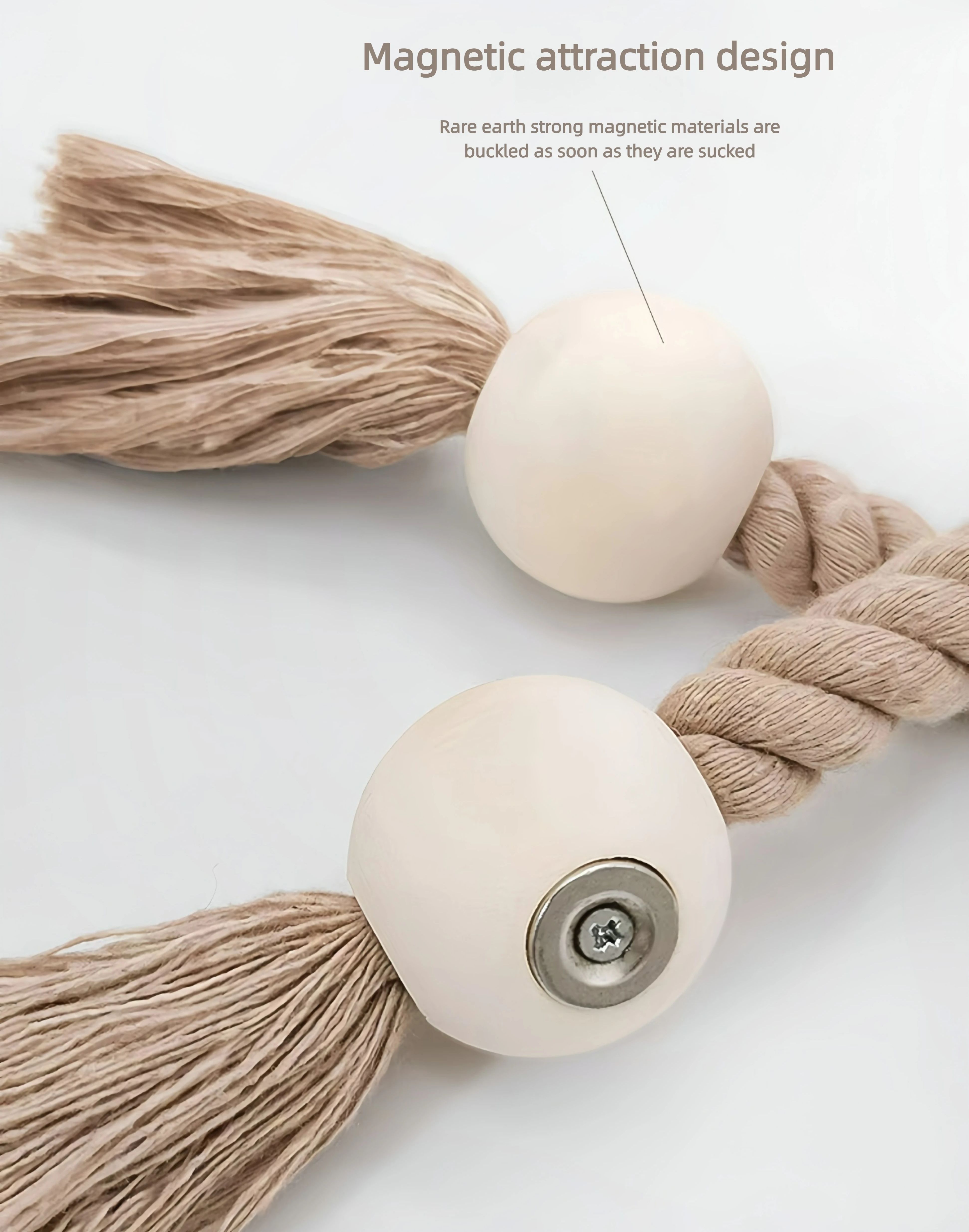Amarre de cortina con nudo magnético de madera maciza tejido a mano con estilo Boho, adecuado para la decoración del hogar de la sala de estar y el dormitorio.