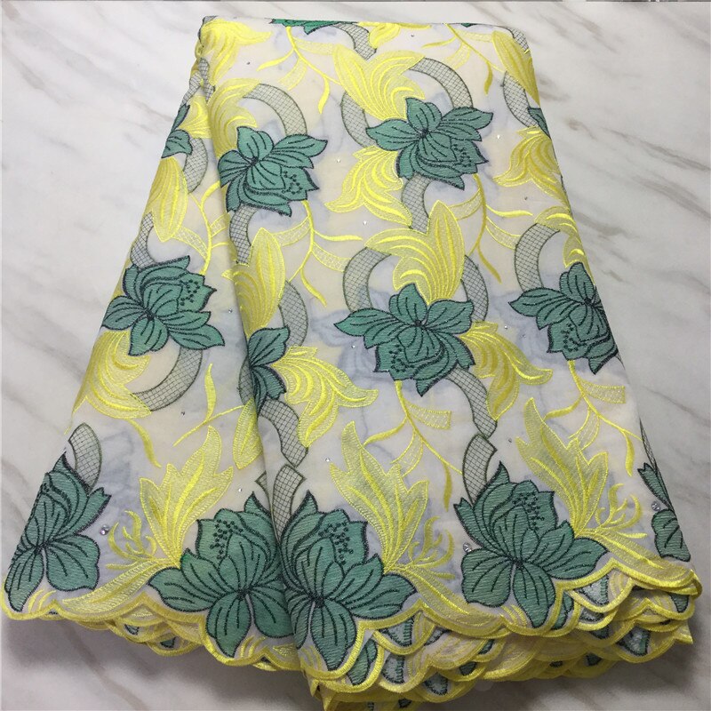 White Swiss Lace Fabric Latest Heavy Beaded Embroidery African Cotton fabrics Swiss Voile Lace Popular Dubai Style 5yards: 3