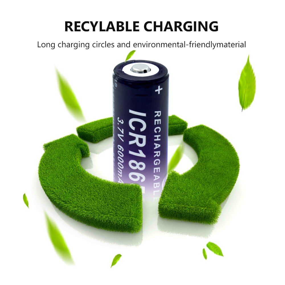 1/2/4 High Capacity 6000mAh 18650 Button Top Lithium-ion Battery 3.7 V ICR 18650 Torch LED Light Flashlight Replacement Cell