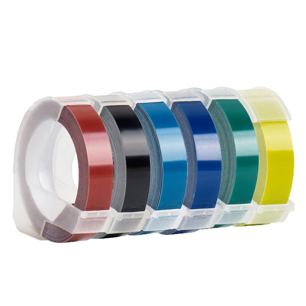 6 rollen Mehrfarbig PräGen Band 9MM Präge Etikett Band Nachfüllung Kompatibel für Motex E101 und DYMO 12965 Präge Etikett Hersteller: 6Rollen gemischt Farbe A