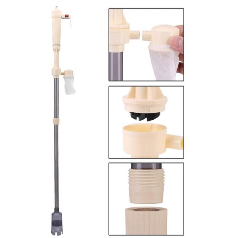 Electric Aquarium Gravel Cleaner AC/Battery Powered Fish Tank Siphon Water Change Cleaning Tool Sand Washing Filter Brush