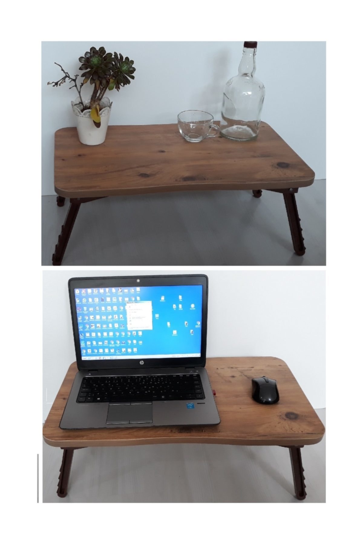 Laptop Coffee Table Working Breakfast Table Walnut, Foldable Multipurpose Table Seat Coffee Mat