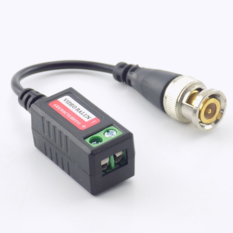 Connecteur Balun vidéo BNC 1 paire | Émetteur passif, Distance 3000FT, UTP Balun mâle BNC CAT5, câble pour caméras de vidéosurveillance