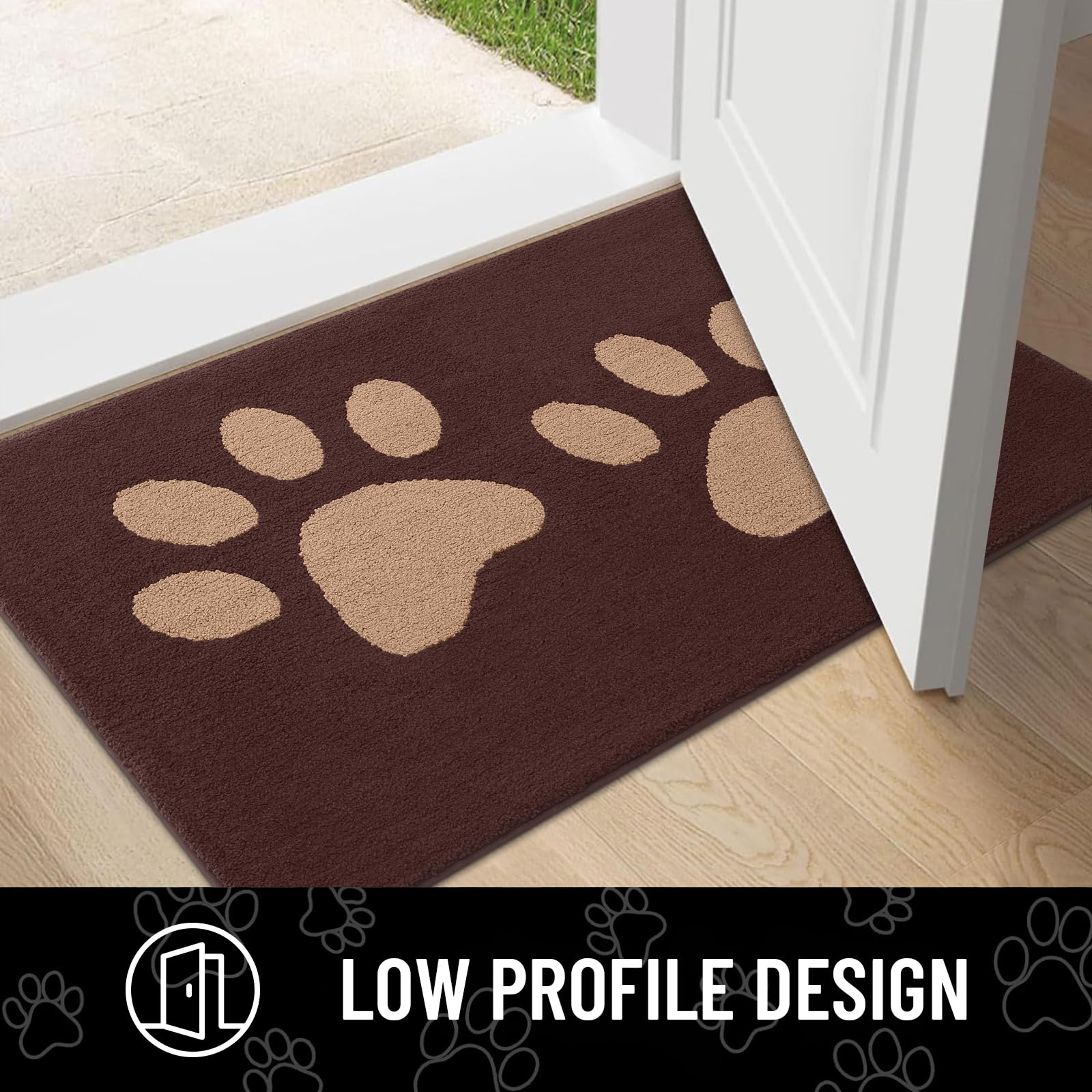 Hapihappy-alfombrilla para puerta de entrada para perro, absorbente, resistente a la suciedad, lavable, para puerta delantera y trasera, antideslizante, duradera para el hogar