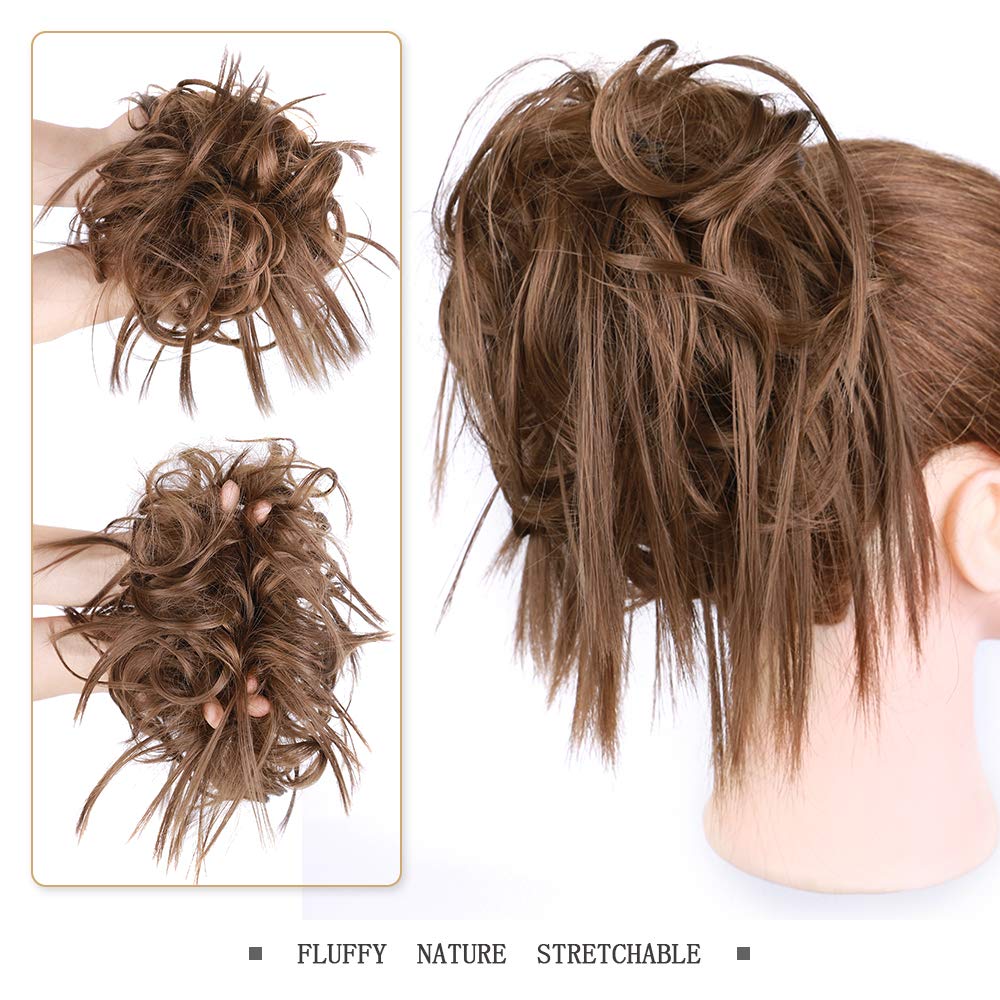 Messy Knot Chouchou Voor Vrouwen Haarstukje Extensions Synthetische Pruik Ring Wrap Chignon Zwart Bruin Hoge Temperatuur Fiber