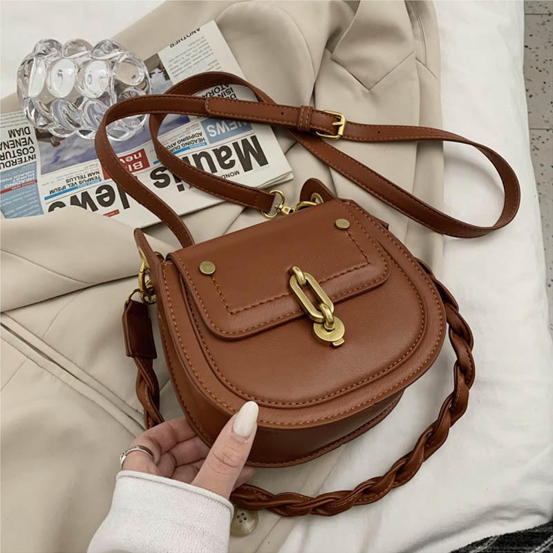 Skrå taske dametasker læder sadeltasker til kvinder crossbody skuldertaske kvindelig flap skulder håndtaske og pung