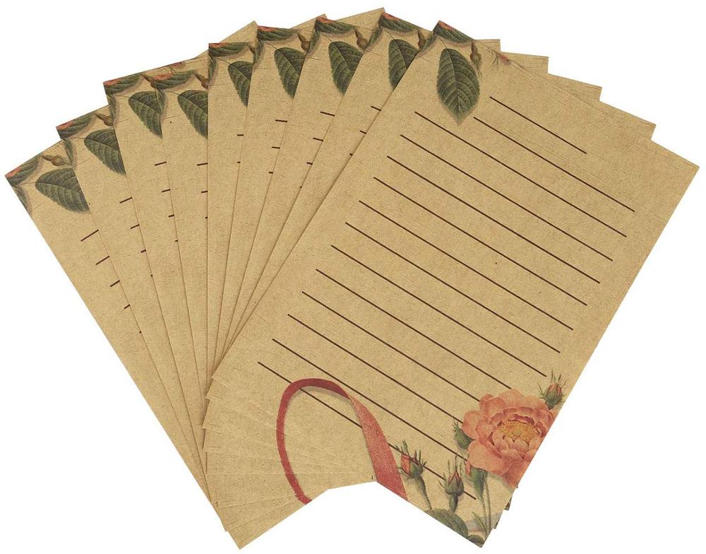 8 ark vintage kraftpapper brevpapper papper brev gammaldags retrobrunt kraftpapper skrivskolakontor leverantörer: Stil 7