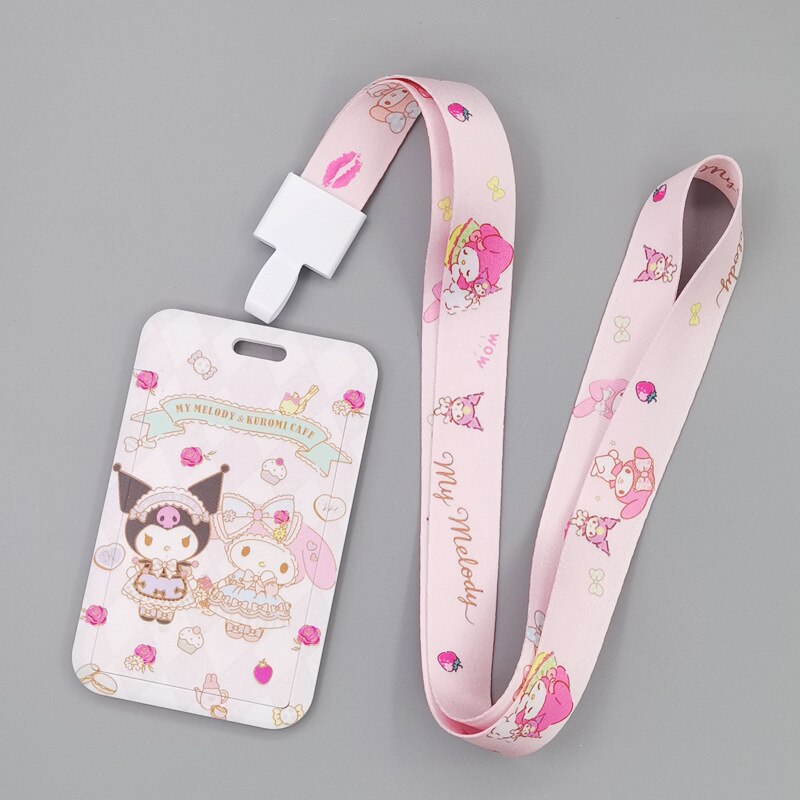 TAKARA TOMY Cute Cartoon Hello Kitty Printed Anime Bus Card Set Light Industry Card Lanyard Campus Meal Card: I