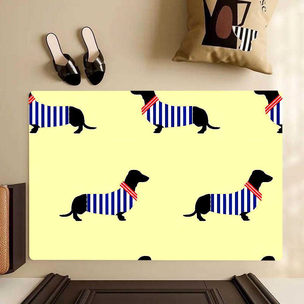 Chien teckel tapis de sol paillassons maison tapis pied salle de bain absorbant anti-dérapant décor à la maison: 40x60 + 40x120CM / Bourgogne