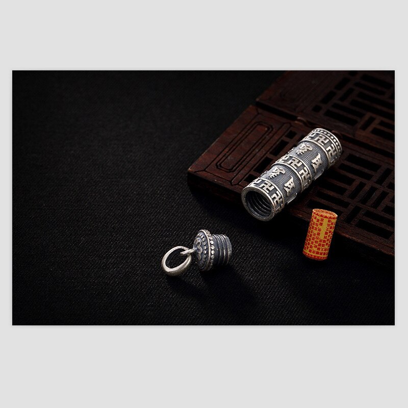 Uglyless Real 999 Fine Thai Silver Lovers Openable Gaudencio Box Pendants without Chains Engraved Buddhism Mantra Jewelry Unisex