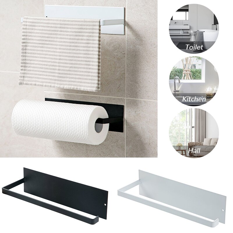 Stainless Steel Paper Towel Holder Rack Toilet Kitchen Roll Paper Holder Self-adhesive Kitchen Toliet Accessories