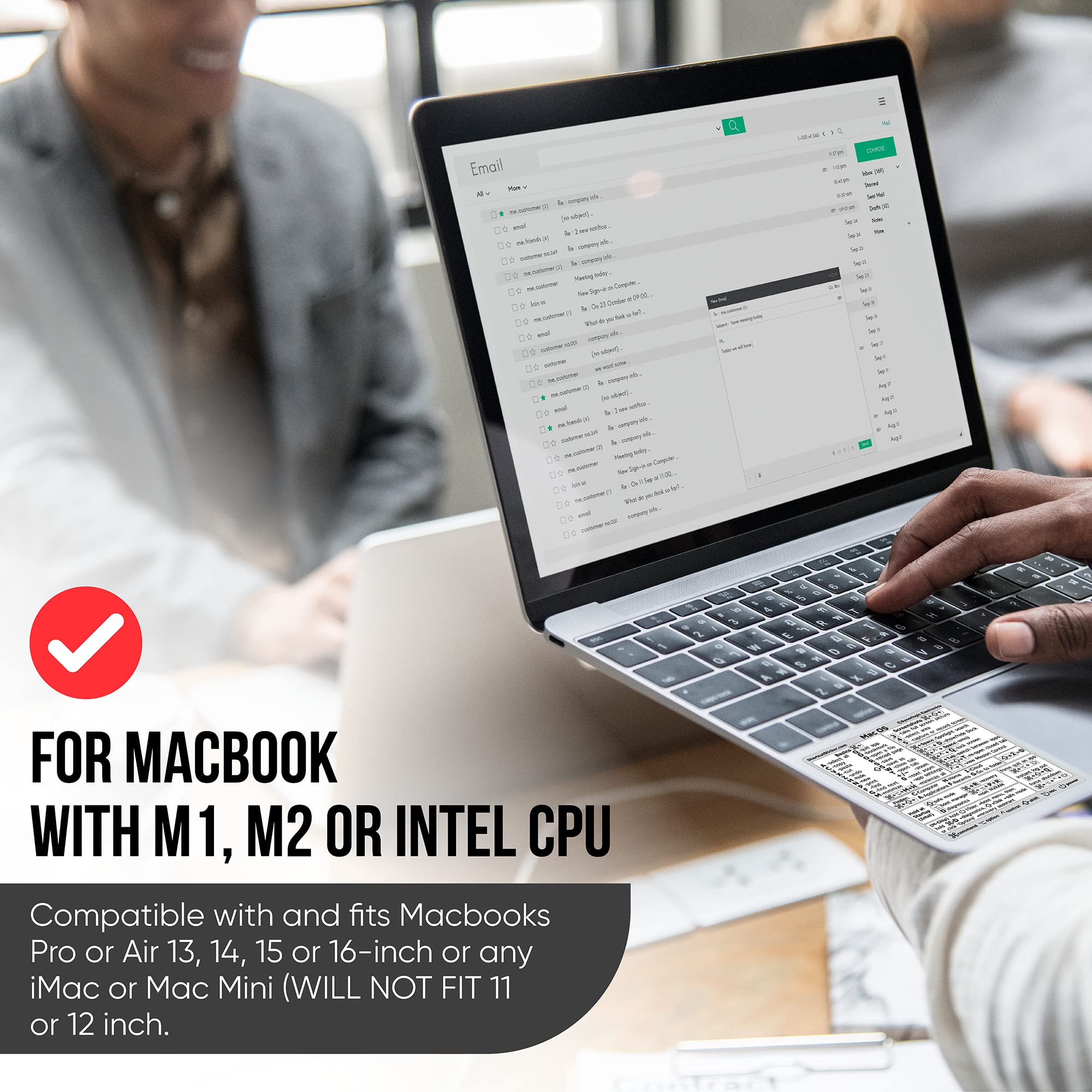 Pikanäppäintarra apple mac os -järjestelmään, pikanäppäintarra 13-16 tuuman macbook pro 13 / air 13 windows -kämmentukeen