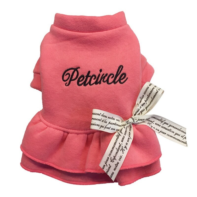 Winterkleding voor huisdieren, honden, katten, jassen met strik, puppykleding, teddybeer, poedelkleding, jurk: Roze / Xs